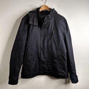 Banana Republic Jacket Mens Large Navy Blue Hooded Quilted Lined Zip Parka Coat